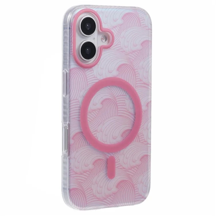 For iPhone 16 Plus Case Compatible with MagSafe Sea Waves IMD TPU+Acrylic Phone Cover