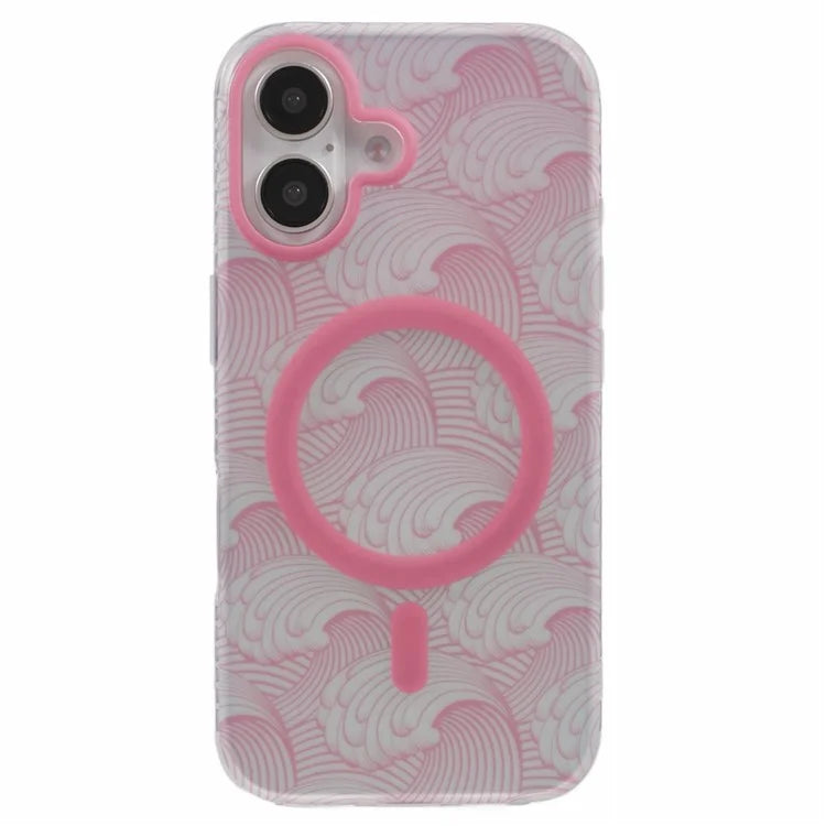 For iPhone 16 Plus Case Compatible with MagSafe Sea Waves IMD TPU+Acrylic Phone Cover