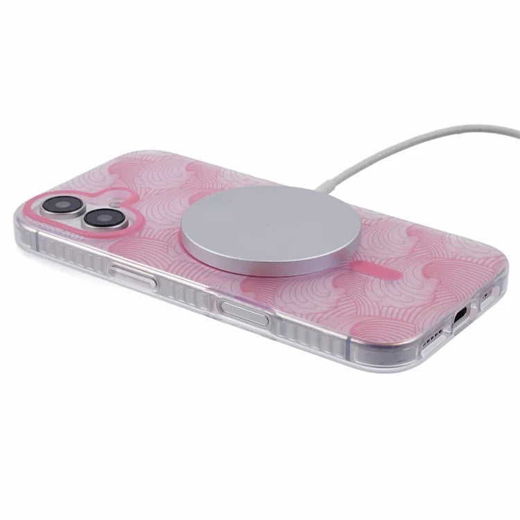 For iPhone 16 Plus Case Compatible with MagSafe Sea Waves IMD TPU+Acrylic Phone Cover