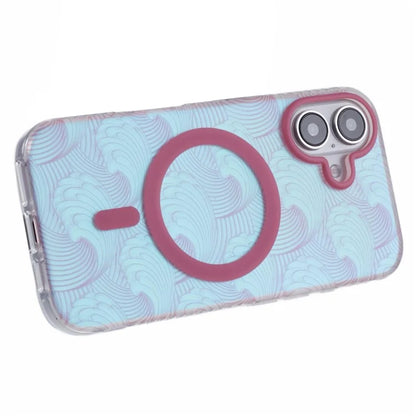 For iPhone 16 Plus Case Compatible with MagSafe Sea Waves IMD TPU+Acrylic Phone Cover