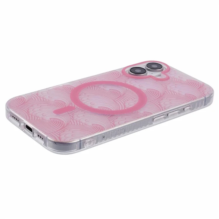 For iPhone 16 Plus Case Compatible with MagSafe Sea Waves IMD TPU+Acrylic Phone Cover