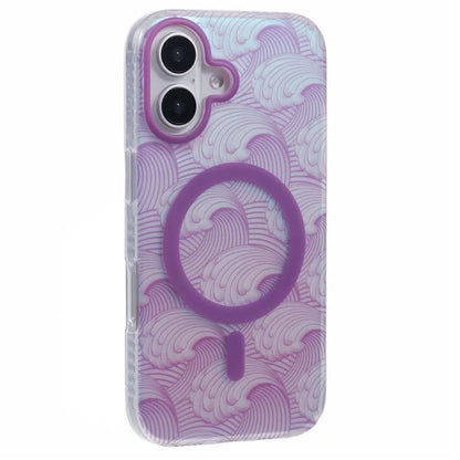 For iPhone 16 Plus Case Compatible with MagSafe Sea Waves IMD TPU+Acrylic Phone Cover
