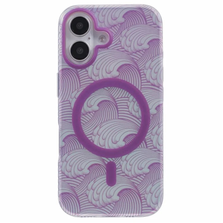 For iPhone 16 Plus Case Compatible with MagSafe Sea Waves IMD TPU+Acrylic Phone Cover