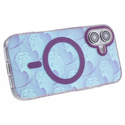 For iPhone 16 Plus Case Compatible with MagSafe Sea Waves IMD TPU+Acrylic Phone Cover