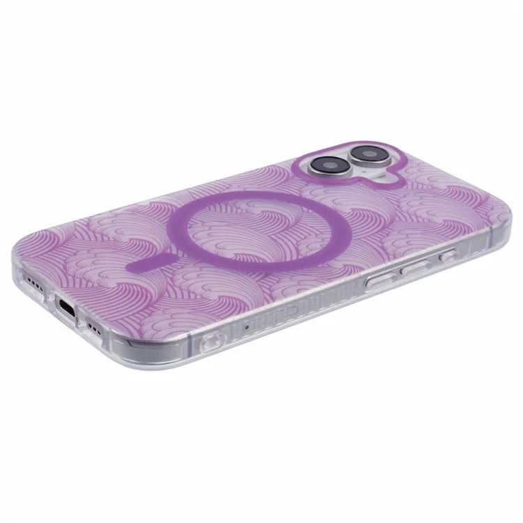 For iPhone 16 Plus Case Compatible with MagSafe Sea Waves IMD TPU+Acrylic Phone Cover