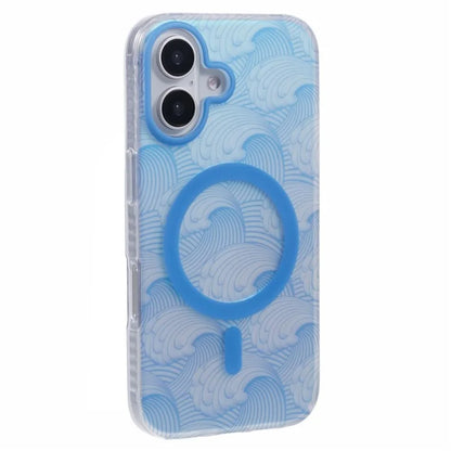 For iPhone 16 Plus Case Compatible with MagSafe Sea Waves IMD TPU+Acrylic Phone Cover
