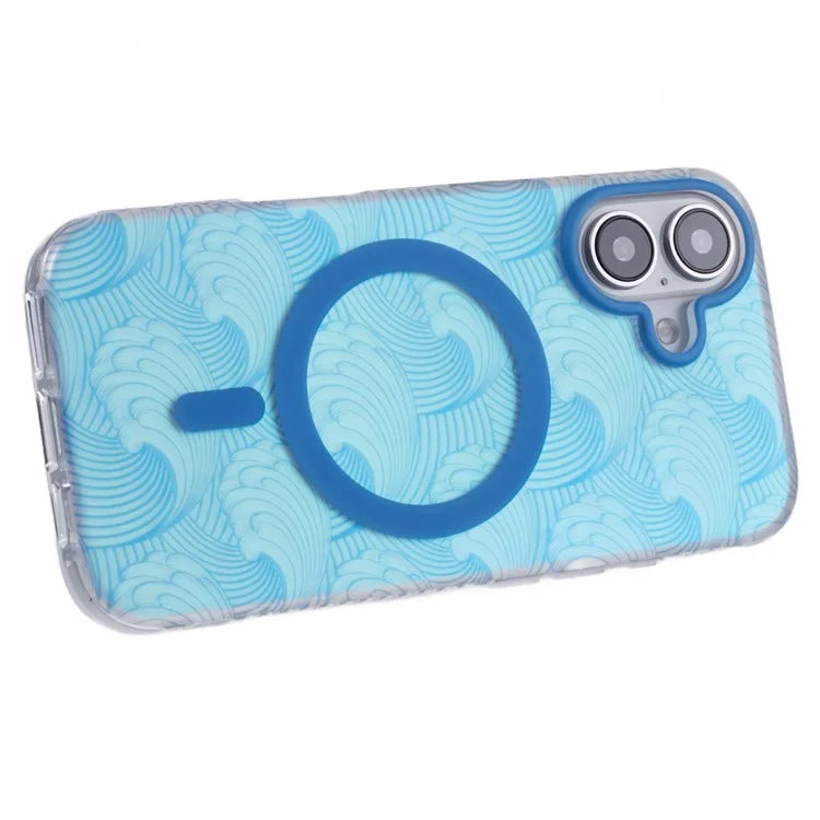 For iPhone 16 Plus Case Compatible with MagSafe Sea Waves IMD TPU+Acrylic Phone Cover
