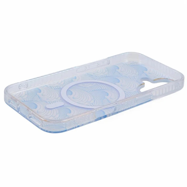 For iPhone 16 Plus Case Compatible with MagSafe Sea Waves IMD TPU+Acrylic Phone Cover