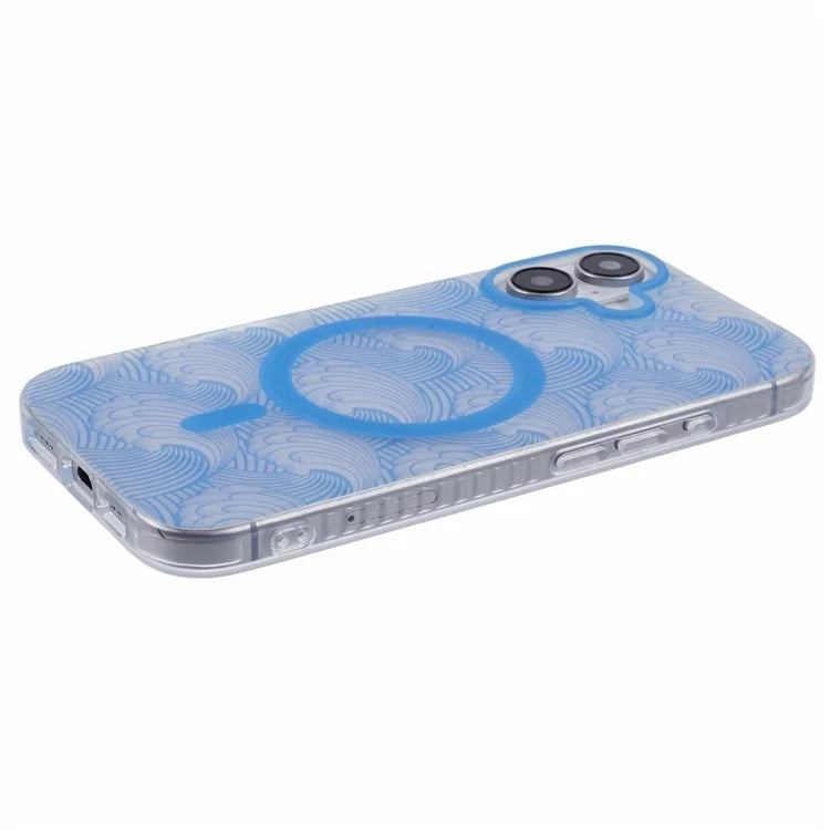 For iPhone 16 Plus Case Compatible with MagSafe Sea Waves IMD TPU+Acrylic Phone Cover