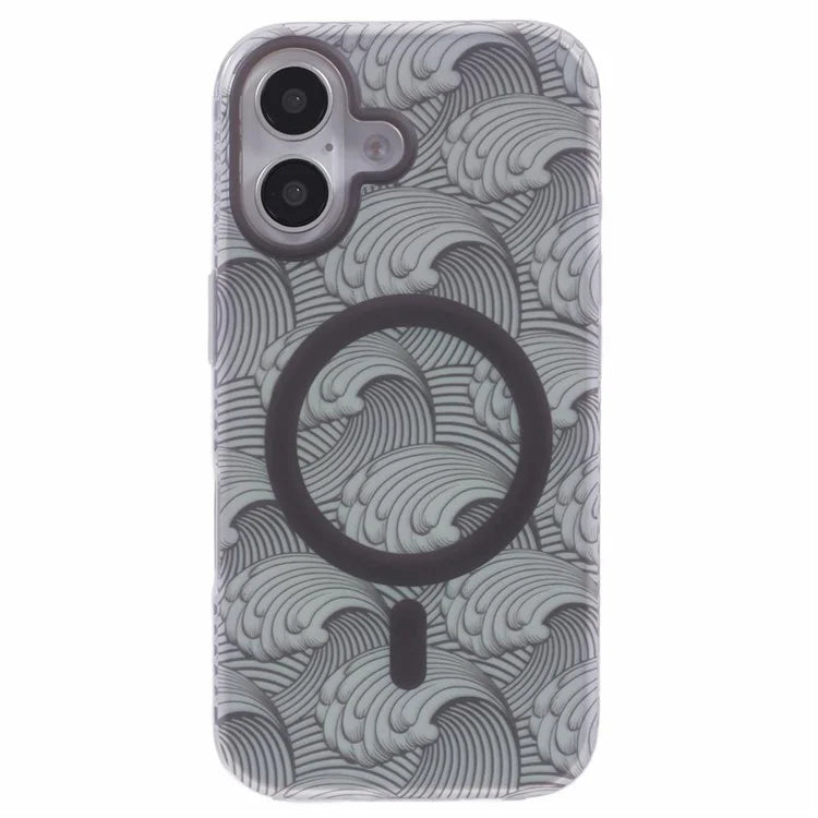 For iPhone 16 Plus Case Compatible with MagSafe Sea Waves IMD TPU+Acrylic Phone Cover