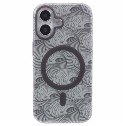 For iPhone 16 Plus Case Compatible with MagSafe Sea Waves IMD TPU+Acrylic Phone Cover