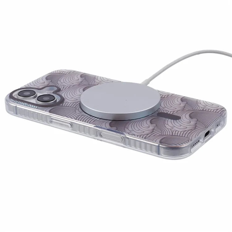 For iPhone 16 Plus Case Compatible with MagSafe Sea Waves IMD TPU+Acrylic Phone Cover