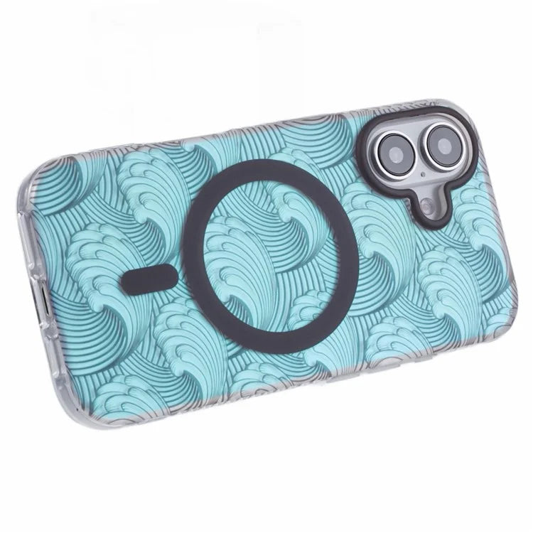 For iPhone 16 Plus Case Compatible with MagSafe Sea Waves IMD TPU+Acrylic Phone Cover