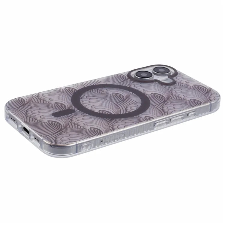 For iPhone 16 Plus Case Compatible with MagSafe Sea Waves IMD TPU+Acrylic Phone Cover