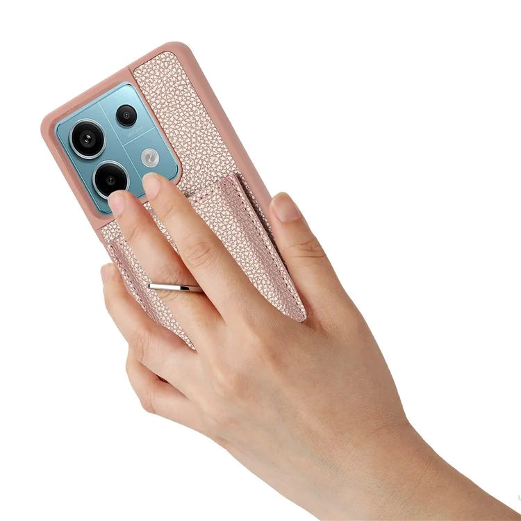For Xiaomi Poco X6 5G / Redmi Note 13 Pro 5G Case Drawing Type Card Slots Litchi Texture Leather Back Cover with Ring Kickstand