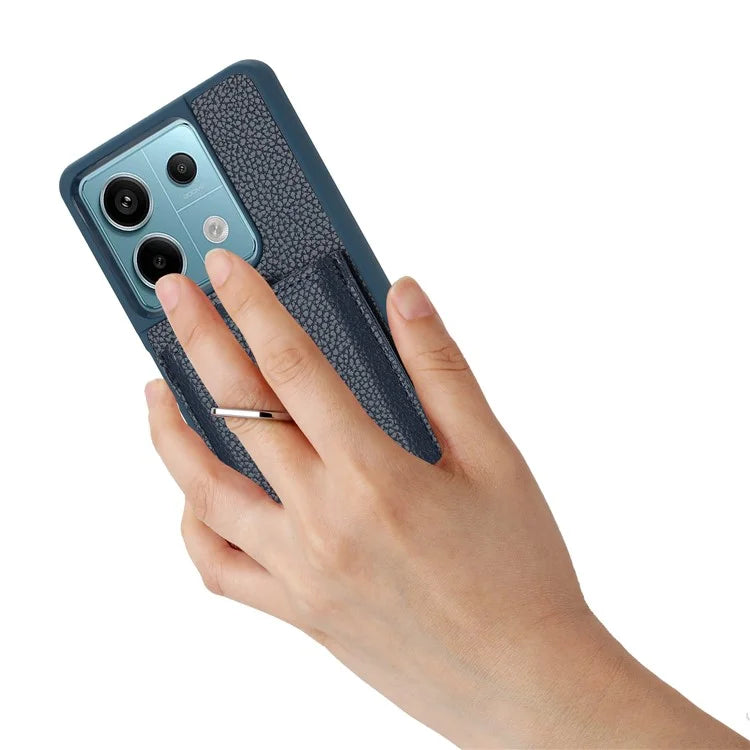 For Xiaomi Poco X6 5G / Redmi Note 13 Pro 5G Case Drawing Type Card Slots Litchi Texture Leather Back Cover with Ring Kickstand