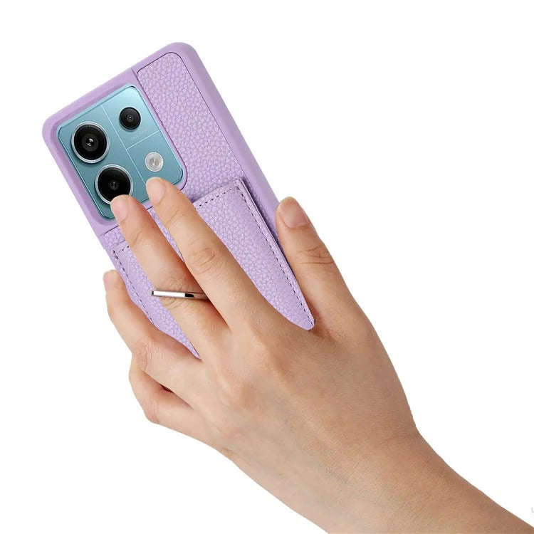 For Xiaomi Poco X6 5G / Redmi Note 13 Pro 5G Case Drawing Type Card Slots Litchi Texture Leather Back Cover with Ring Kickstand