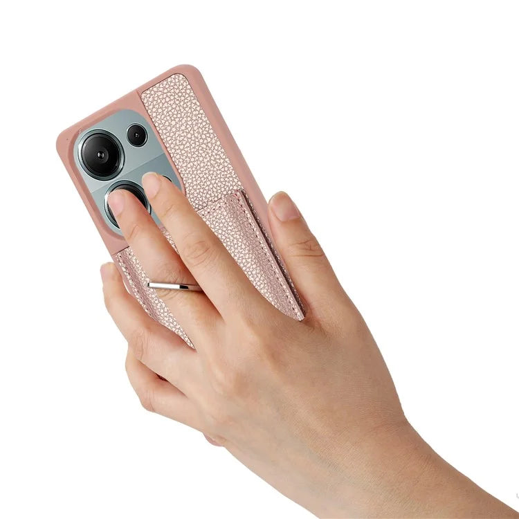 For Xiaomi Poco M6 Pro 4G / Redmi Note 13 Pro 4G Case Drawing Type Card Slots Litchi Texture Leather Back Cover with Ring Kickstand