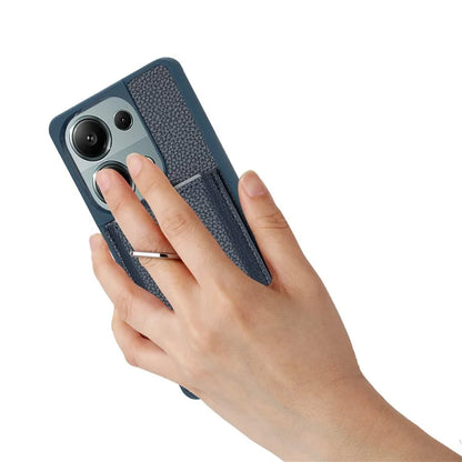 For Xiaomi Poco M6 Pro 4G / Redmi Note 13 Pro 4G Case Drawing Type Card Slots Litchi Texture Leather Back Cover with Ring Kickstand