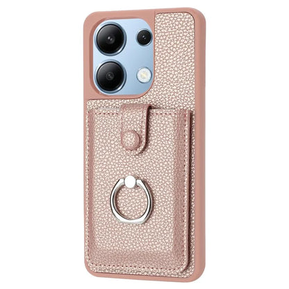 For Xiaomi Redmi Note 13 4G Case Drawing Type Card Slots Litchi Texture Leather Back Cover with Ring Kickstand