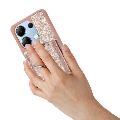 For Xiaomi Redmi Note 13 4G Case Drawing Type Card Slots Litchi Texture Leather Back Cover with Ring Kickstand