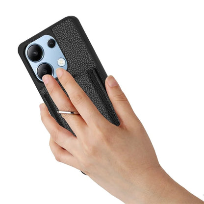 For Xiaomi Redmi Note 13 4G Case Drawing Type Card Slots Litchi Texture Leather Back Cover with Ring Kickstand