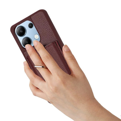 For Xiaomi Redmi Note 13 4G Case Drawing Type Card Slots Litchi Texture Leather Back Cover with Ring Kickstand
