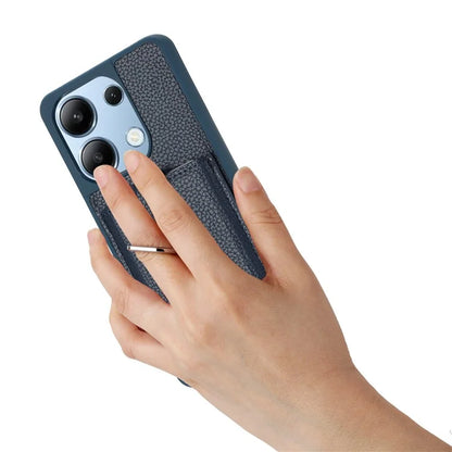 For Xiaomi Redmi Note 13 4G Case Drawing Type Card Slots Litchi Texture Leather Back Cover with Ring Kickstand