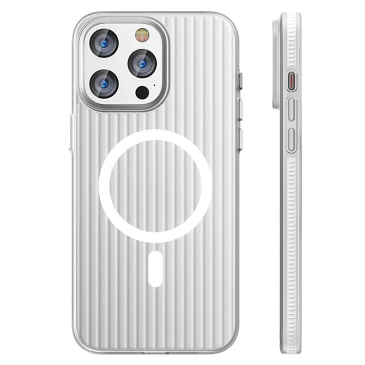 For iPhone 16 Pro Case Compatible with MagSafe Corrugated Texture Hard PC Matte Phone Cover