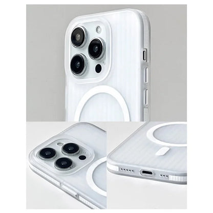 For iPhone 16 Pro Case Compatible with MagSafe Corrugated Texture Hard PC Matte Phone Cover