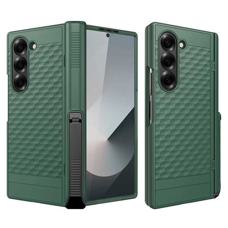 For Samsung Galaxy Z Fold6 5G Case Hinge Kickstand PC Phone Cover with Tempered Glass Film