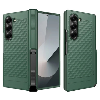 For Samsung Galaxy Z Fold6 5G Case Hinge Kickstand PC Phone Cover with Tempered Glass Film