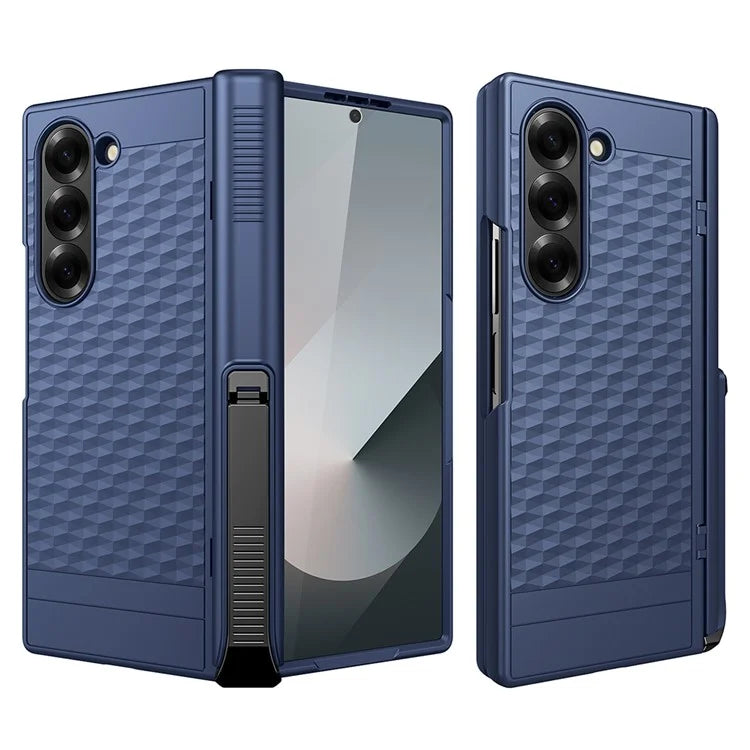 For Samsung Galaxy Z Fold6 5G Case Hinge Kickstand PC Phone Cover with Tempered Glass Film