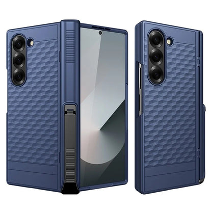 For Samsung Galaxy Z Fold6 5G Case Hinge Kickstand PC Phone Cover with Tempered Glass Film