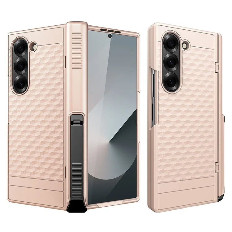 For Samsung Galaxy Z Fold6 5G Case Hinge Kickstand PC Phone Cover with Tempered Glass Film