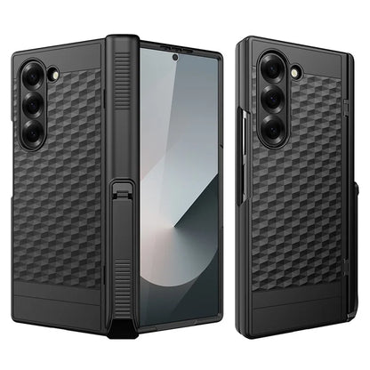 For Samsung Galaxy Z Fold6 5G Case Hinge Kickstand PC Phone Cover with Tempered Glass Film