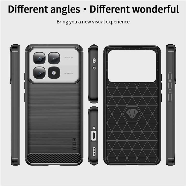 MOFI JK TPU Series-1 For Xiaomi 14T Pro / 14T Case Carbon Fiber Texture TPU Soft Phone Cover