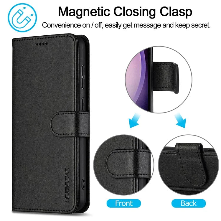 LC.IMEEKE For Samsung Galaxy A16 5G Case Calf Texture PU Leather Stand Wallet Phone Cover