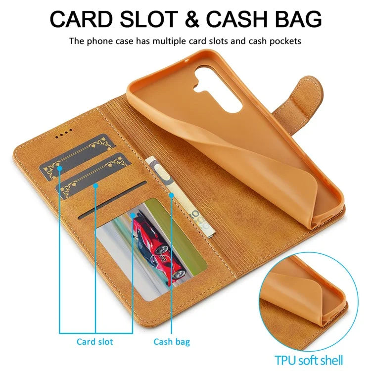 LC.IMEEKE For Samsung Galaxy A16 5G Case Calf Texture PU Leather Stand Wallet Phone Cover