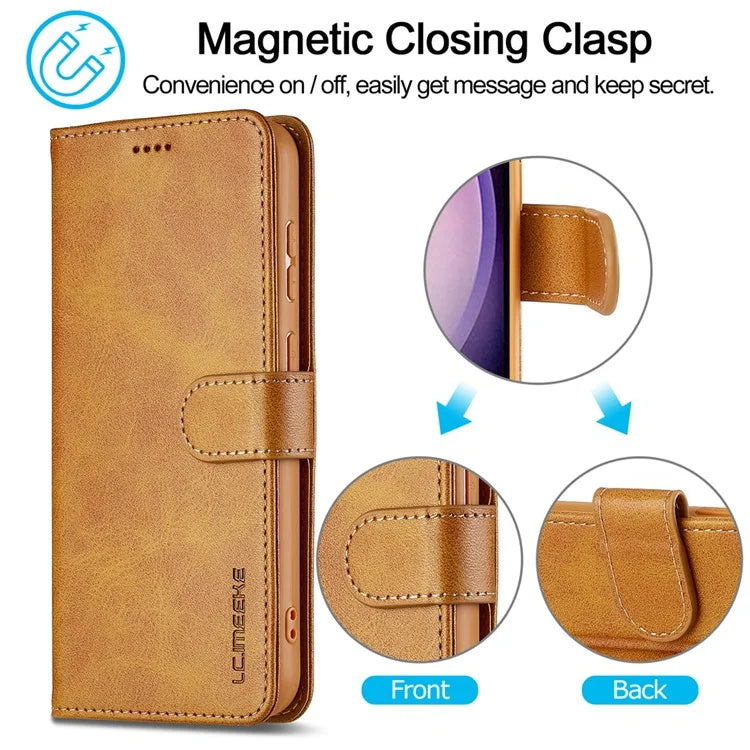LC.IMEEKE For Samsung Galaxy A16 5G Case Calf Texture PU Leather Stand Wallet Phone Cover