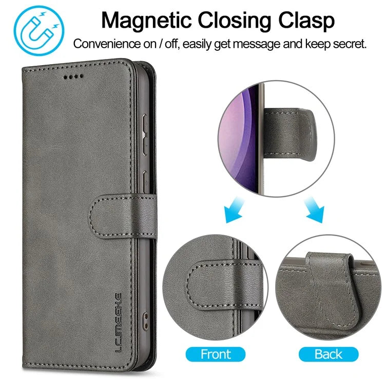 LC.IMEEKE For Samsung Galaxy A16 5G Case Calf Texture PU Leather Stand Wallet Phone Cover