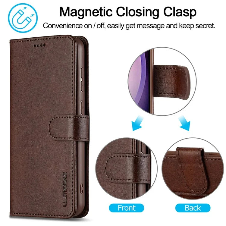 LC.IMEEKE For Samsung Galaxy A16 5G Case Calf Texture PU Leather Stand Wallet Phone Cover