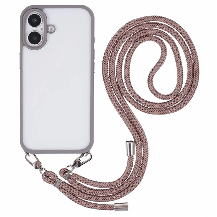 For iPhone 16 Case TPU+PC Crystal Clear Back Cover with Lanyard