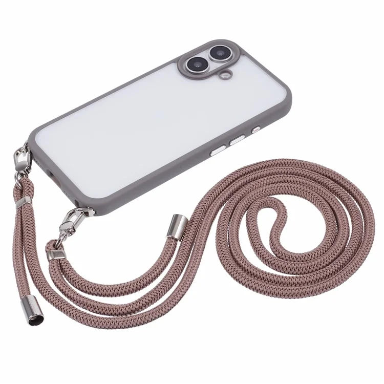 For iPhone 16 Case TPU+PC Crystal Clear Back Cover with Lanyard