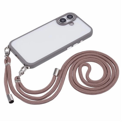 For iPhone 16 Case TPU+PC Crystal Clear Back Cover with Lanyard