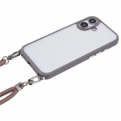 For iPhone 16 Case TPU+PC Crystal Clear Back Cover with Lanyard