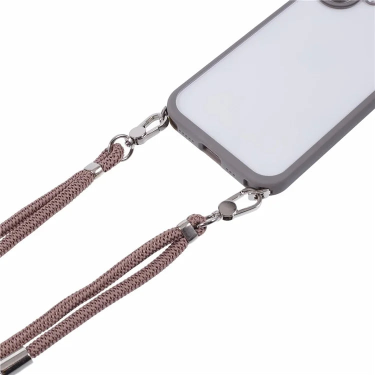 For iPhone 16 Case TPU+PC Crystal Clear Back Cover with Lanyard