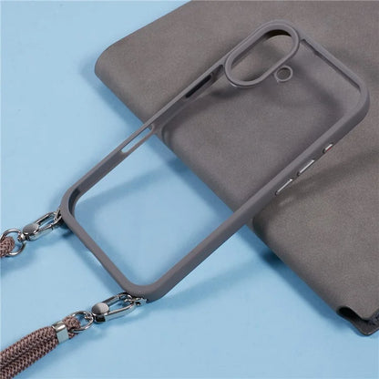 For iPhone 16 Case TPU+PC Crystal Clear Back Cover with Lanyard