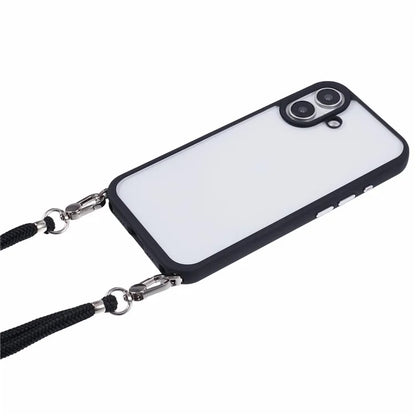 For iPhone 16 Case TPU+PC Crystal Clear Back Cover with Lanyard