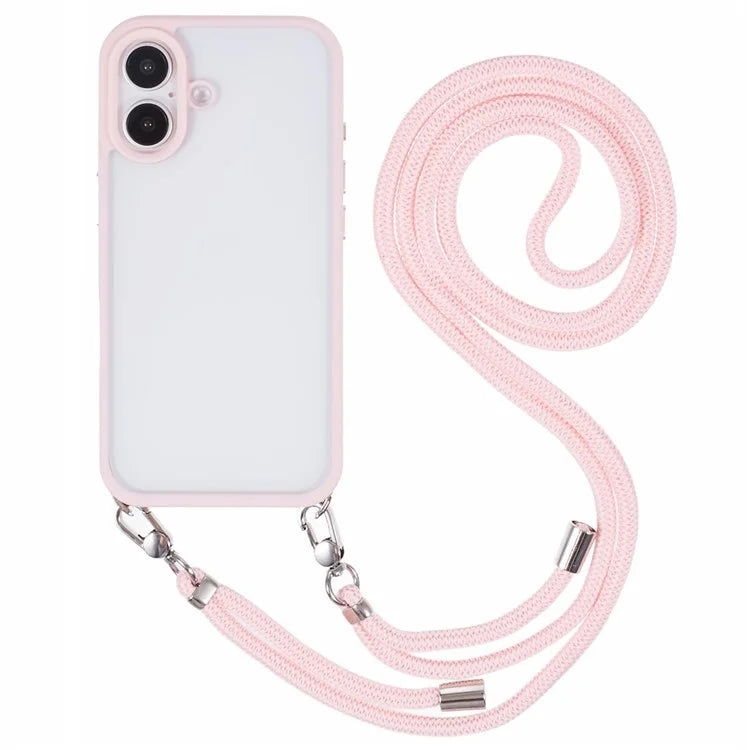 For iPhone 16 Case TPU+PC Crystal Clear Back Cover with Lanyard